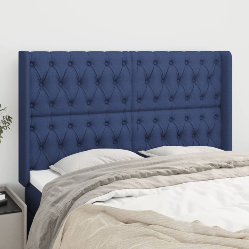 vidaXL Cabecero con orejas de tela azul 147x16x118/128 cm vidaXL Cabecero con orejas de tela azul 147x16x118/128 cm