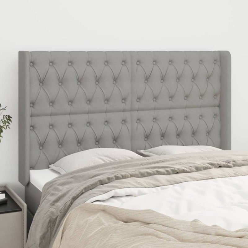 vidaXL Cabecero con orejas de tela gris claro 163x16x118/128 cm