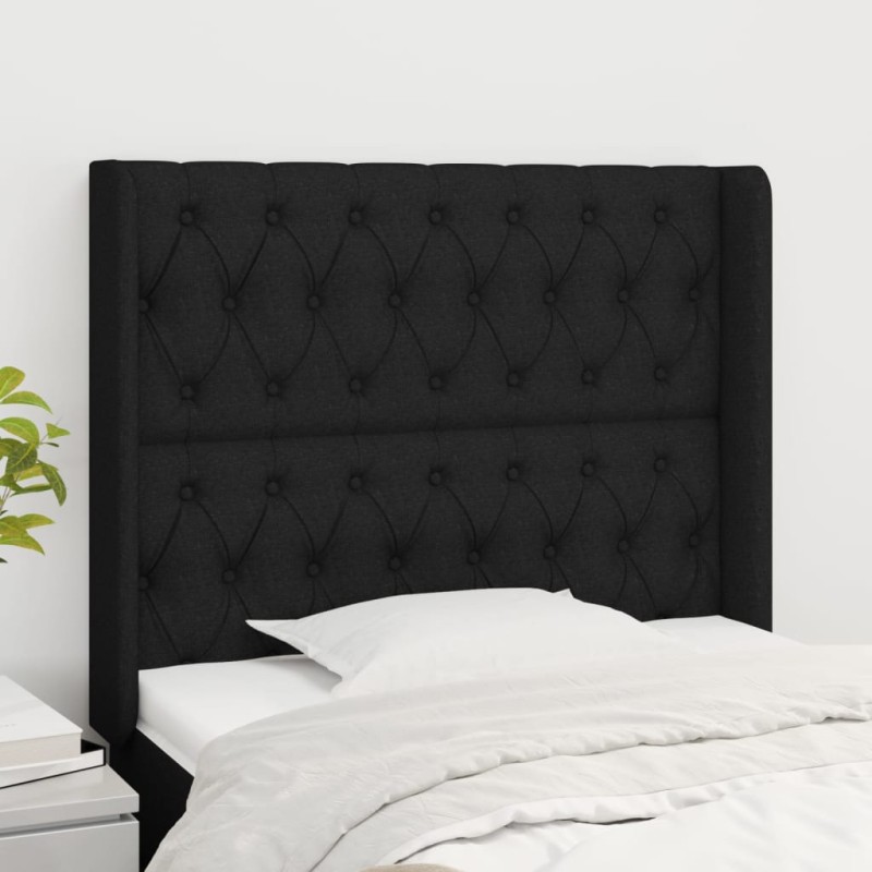 vidaXL Cabecero con orejas de tela negro 103x16x118/128 cm vidaXL Cabecero con orejas de tela negro 103x16x118/128 cm