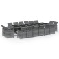 vidaXL Set de comedor jardín 17 pzas con cojines ratán sintético gris vidaXL Set de comedor jardín 17 pzas con cojines ratán sintético gris