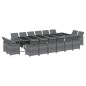 vidaXL Set de comedor jardín 17 pzas con cojines ratán sintético gris vidaXL Set de comedor jardín 17 pzas con cojines ratán sintético gris
