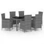 vidaXL Set de comedor de jardín 7 pzas y cojines ratán sintético gris vidaXL Set de comedor de jardín 7 pzas y cojines ratán sintético gris