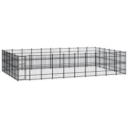 vidaXL Perrera de exterior de acero 55,3 m²
