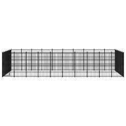 vidaXL Perrera de exterior de acero 55,3 m²