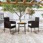 vidaXL Juego de comedor para jardín 3 piezas ratán sintético negro vidaXL Juego de comedor para jardín 3 piezas ratán sintético negro