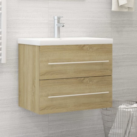 vidaXL Mueble con lavabo madera de ingeniería roble Sonoma