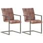 vidaXL Silla voladiza comedor 2 uds cuero auténtico marrón envejecido vidaXL Silla voladiza comedor 2 uds cuero auténtico marrón envejecido