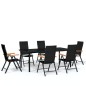 vidaXL Juego de comedor para jardín 7 piezas negro