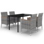 vidaXL Set comedor de jardín 5 pzas y cojines ratán sintético y vidrio