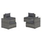 vidaXL Set de sofás de jardín 4 piezas y cojines ratán sintético gris vidaXL Set de sofás de jardín 4 piezas y cojines ratán sintético gris