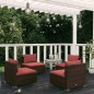 vidaXL Set muebles de jardín 4 piezas y cojines ratán sintético marrón vidaXL Set muebles de jardín 4 piezas y cojines ratán sintético marrón