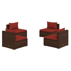 vidaXL Set muebles de jardín 4 piezas y cojines ratán sintético marrón
