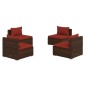 vidaXL Set muebles de jardín 4 piezas y cojines ratán sintético marrón vidaXL Set muebles de jardín 4 piezas y cojines ratán sintético marrón