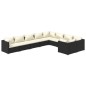 vidaXL Set de muebles de jardín 9 pzas y cojines ratán sintético negro