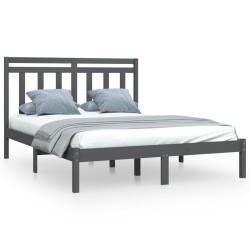 vidaXL Estructura de cama de madera maciza gris 140x190 cm