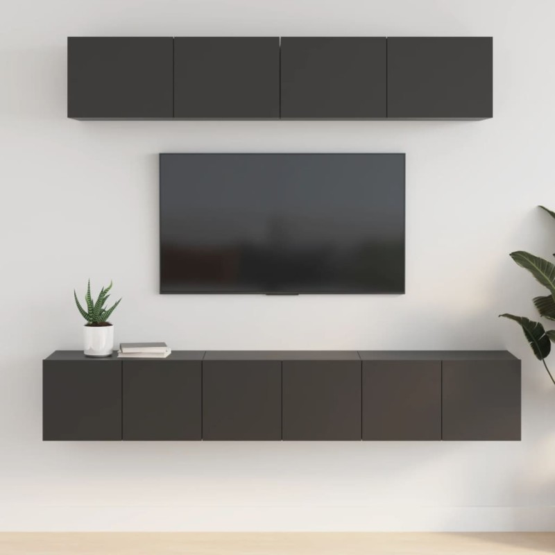 vidaXL Set de muebles para TV 5 piezas madera contrachapada negro