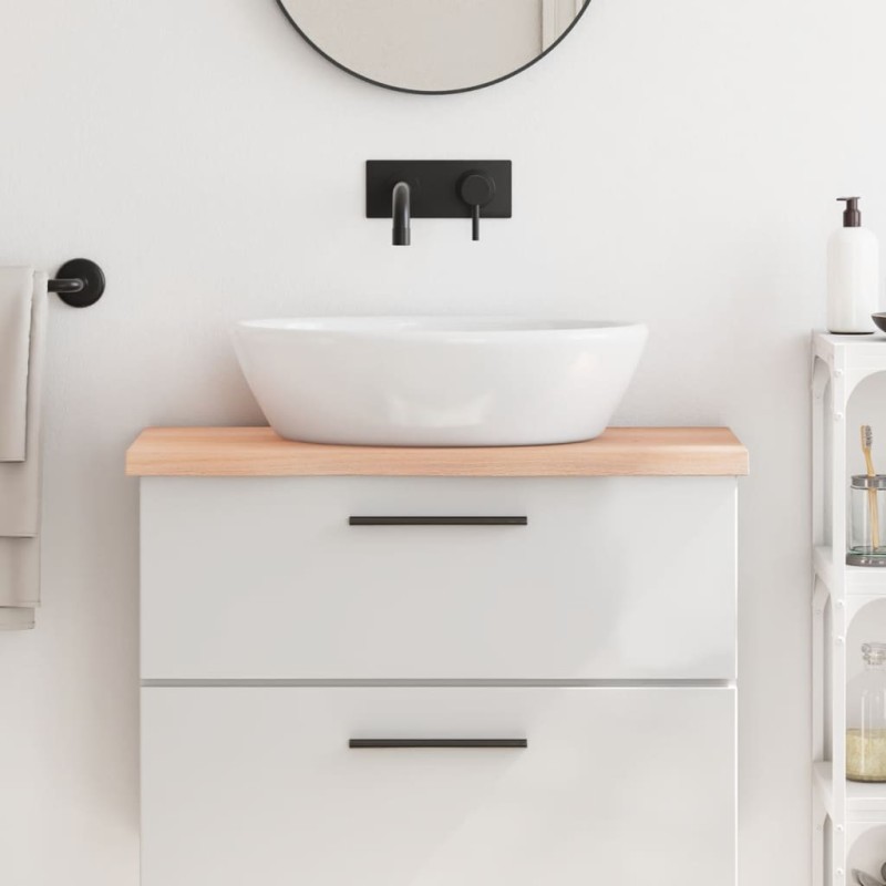 vidaXL Encimera de baño madera maciza sin tratar 80x30x(2-4) cm vidaXL Encimera de baño madera maciza sin tratar 80x30x(2-4) cm