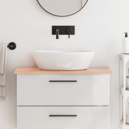 vidaXL Encimera de baño madera maciza tratada marrón claro 80x40x2 cm