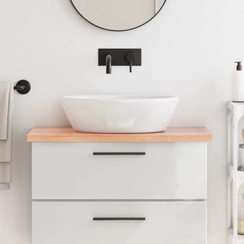 vidaXL Encimera baño madera maciza tratada marrón claro 80x30x(2-4) cm vidaXL Encimera baño madera maciza tratada marrón claro 80x30x(2-4) cm
