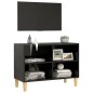 vidaXL Mueble de TV con patas de madera maciza negro 69,5x30x50 cm