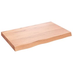 vidaXL Encimera baño madera maciza tratada marrón claro 80x50x(2-6) cm