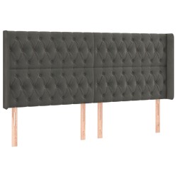vidaXL Cabecero con orejas de terciopelo gris oscuro 203x16x118/128 cm