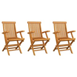 vidaXL Sillas de jardín 3 unidades madera maciza de teca