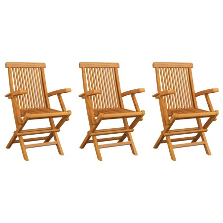 vidaXL Sillas de jardín 3 unidades madera maciza de teca