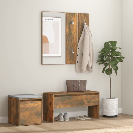 vidaXL Set de muebles de recibidor madera contrachapada roble ahumado