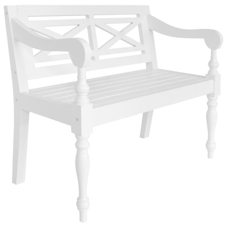 vidaXL Banco Batavia de madera maciza de caoba blanco 98 cm 