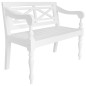 vidaXL Banco Batavia de madera maciza de caoba blanco 98 cm vidaXL Banco Batavia de madera maciza de caoba blanco 98 cm