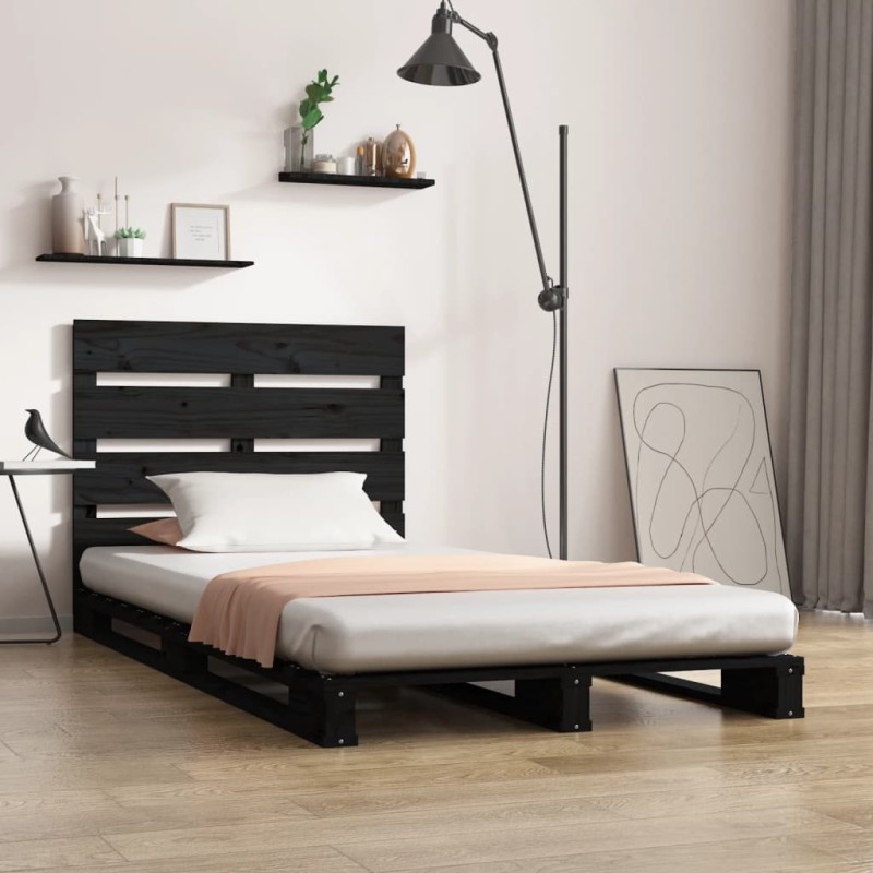 vidaXL Estructura de cama madera maciza pino negro 75x190 cm vidaXL Estructura de cama madera maciza pino negro 75x190 cm