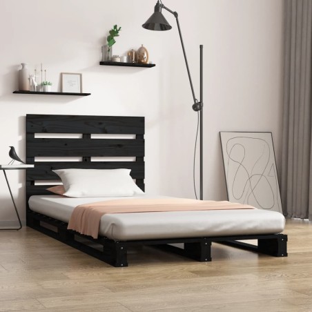 vidaXL Estructura de cama madera maciza pino negro 75x190 cm