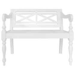 vidaXL Banco Batavia de madera maciza de caoba blanco 98 cm 