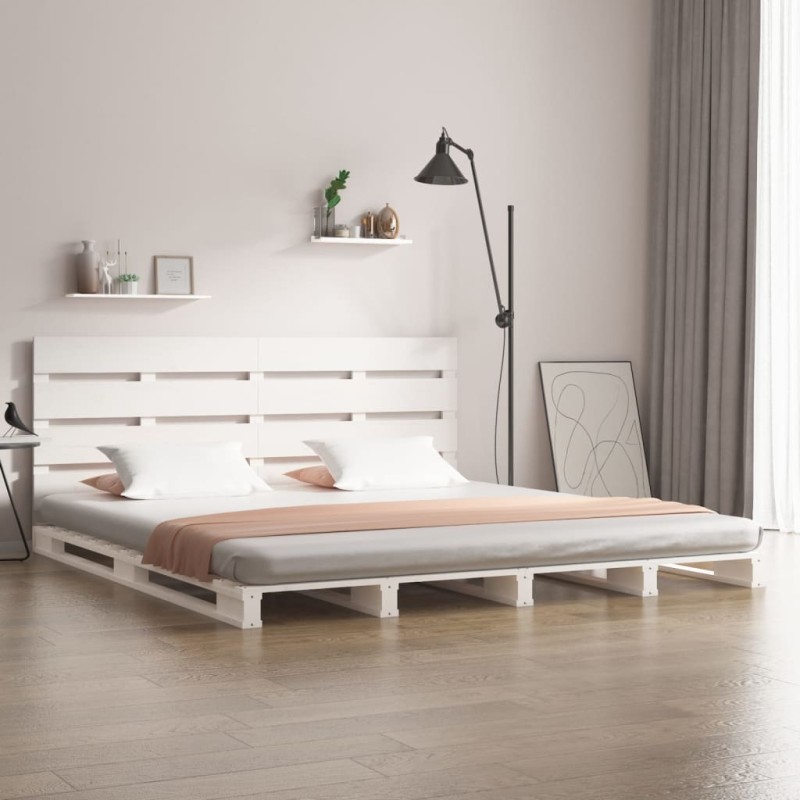 vidaXL Estructura de cama madera maciza de pino blanco 120x200 cm vidaXL Estructura de cama madera maciza de pino blanco 120x200 cm