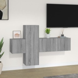 vidaXL Set de muebles para TV 3 pzas madera contrachapada gris Sonoma