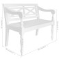 vidaXL Banco Batavia de madera maciza de caoba blanco 98 cm vidaXL Banco Batavia de madera maciza de caoba blanco 98 cm