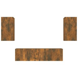 vidaXL Set de muebles de TV 4 pzas madera contrachapada roble ahumado