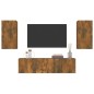 vidaXL Set de muebles de TV 4 pzas madera contrachapada roble ahumado vidaXL Set de muebles de TV 4 pzas madera contrachapada roble ahumado