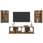 vidaXL Set de muebles de TV 4 pzas madera contrachapada roble ahumado vidaXL Set de muebles de TV 4 pzas madera contrachapada roble ahumado