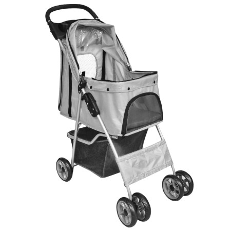 vidaXL Cochecito plegable para mascotas perro/gato gris