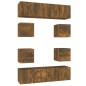 vidaXL Set de muebles de TV 8 pzas madera contrachapada roble ahumado