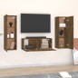 vidaXL Set de muebles de TV 3 pzas madera contrachapada roble ahumado vidaXL Set de muebles de TV 3 pzas madera contrachapada roble ahumado