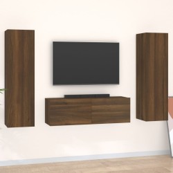vidaXL Set de muebles para TV 3 pzas madera contrachapada roble marrón