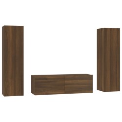 vidaXL Set de muebles para TV 3 pzas madera contrachapada roble marrón