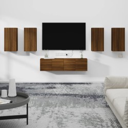 vidaXL Set de muebles para TV 6 pzas madera contrachapada roble marrón