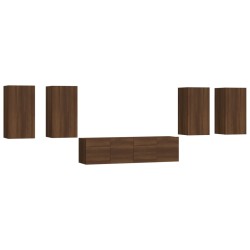 vidaXL Set de muebles para TV 6 pzas madera contrachapada roble marrón