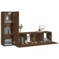 vidaXL Set de muebles para TV 3 pzas madera contrachapada roble marrón