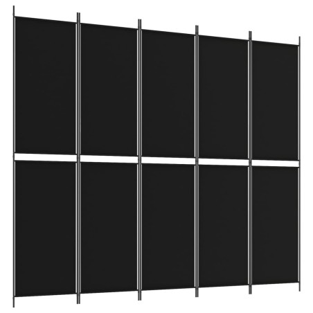 vidaXL Biombo divisor de 5 paneles de tela negro 250x220 cm