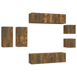 vidaXL Set de muebles de TV 8 pzas madera contrachapada roble ahumado